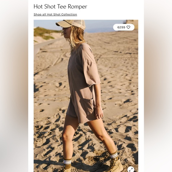 FP Movement by Free People Pants - Free People! FP Movement Hot Shot Tee Romper In Mocha Latte NWT!